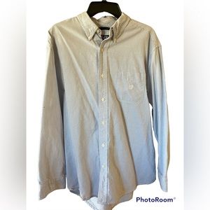Chaps Vintage Blue Pin-Striped Button Up Dress Shirt Sz XL
